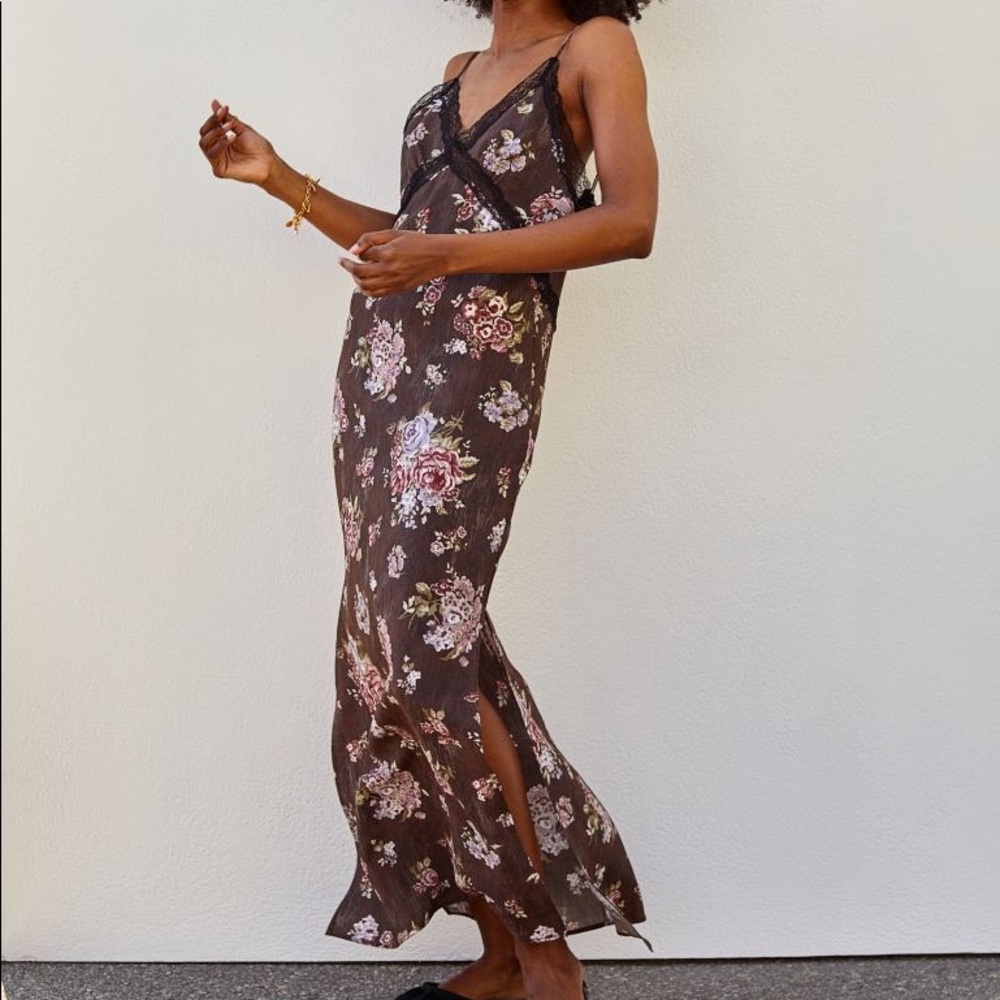 NWT Brock Collection x H&M Brown Lyocell Floral Dress